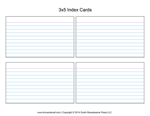 Printable Index Cards