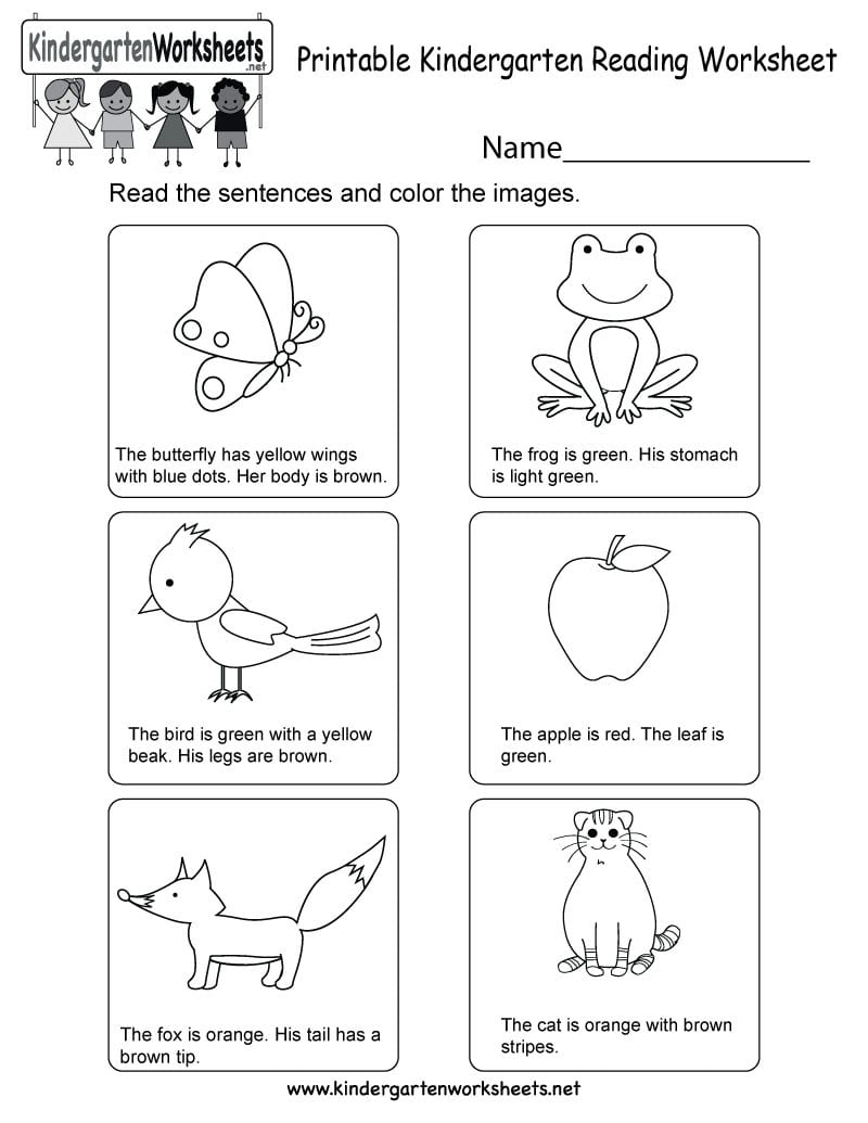 Kindergarten Reading Printable Worksheets