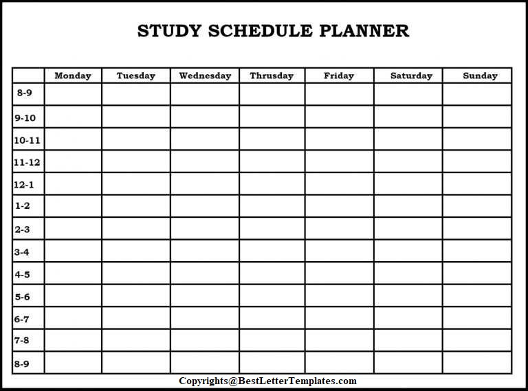 Study Planner Printable