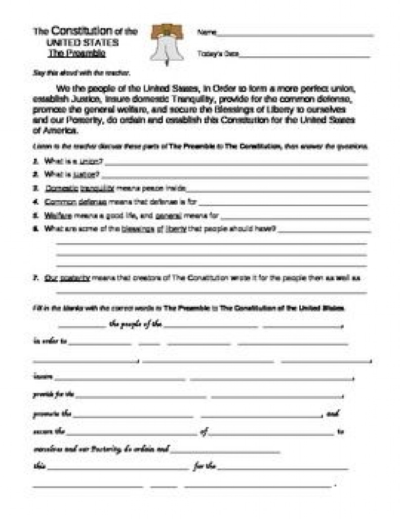 Free Printable U.s. Government Worksheets