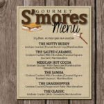 S Mores Bar Menu Printable 8x10 S Mores Bar Bar Menu