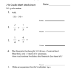 Seventh Grade Math Practice Worksheet Worksheets Worksheets