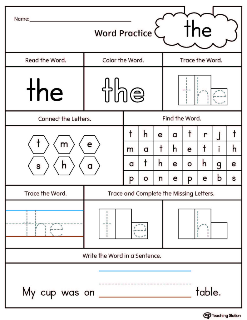Sight Word The Printable Worksheet MyTeachingStation
