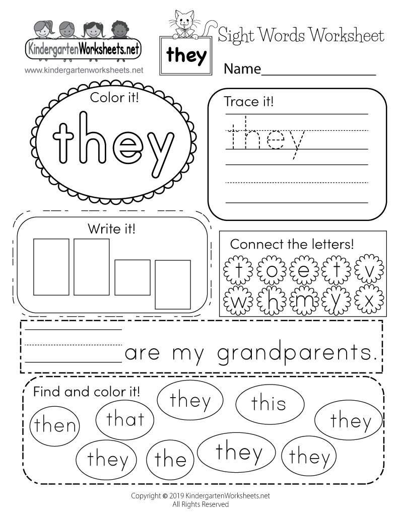 Free Printable Sight Word Worksheets