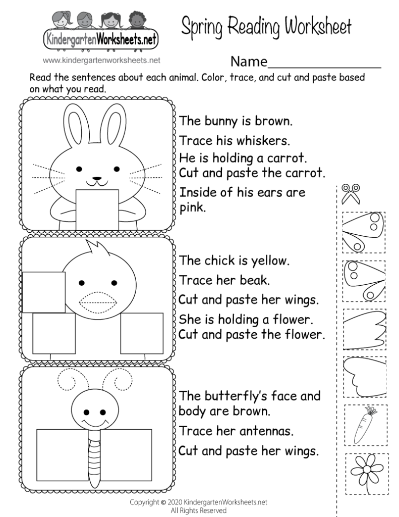 Kindergarten Reading Printable Worksheets