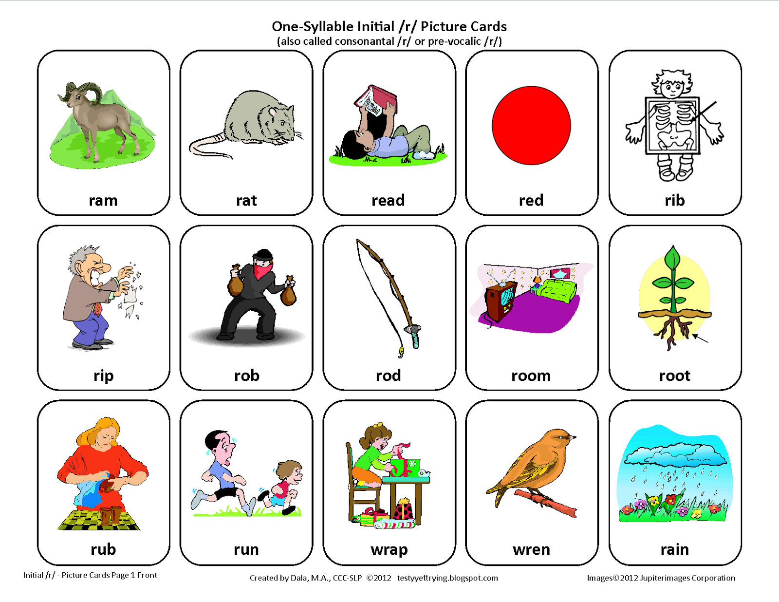 Free Printable R Articulation Worksheets