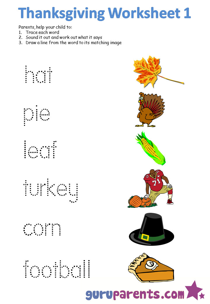 Thanksgiving Worksheets For Preschoolers