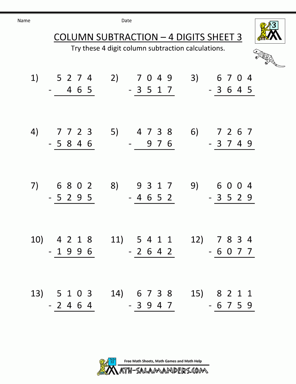 Math Grade 3 Worksheets