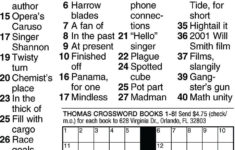 Thomas Joseph Crossword Printable Printable Template Free
