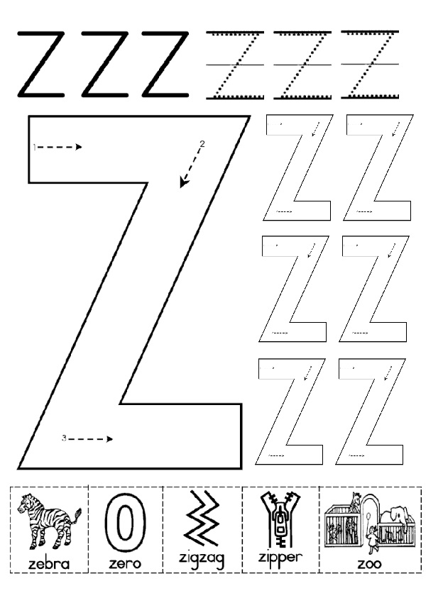 Letter Z Free Printable Worksheets