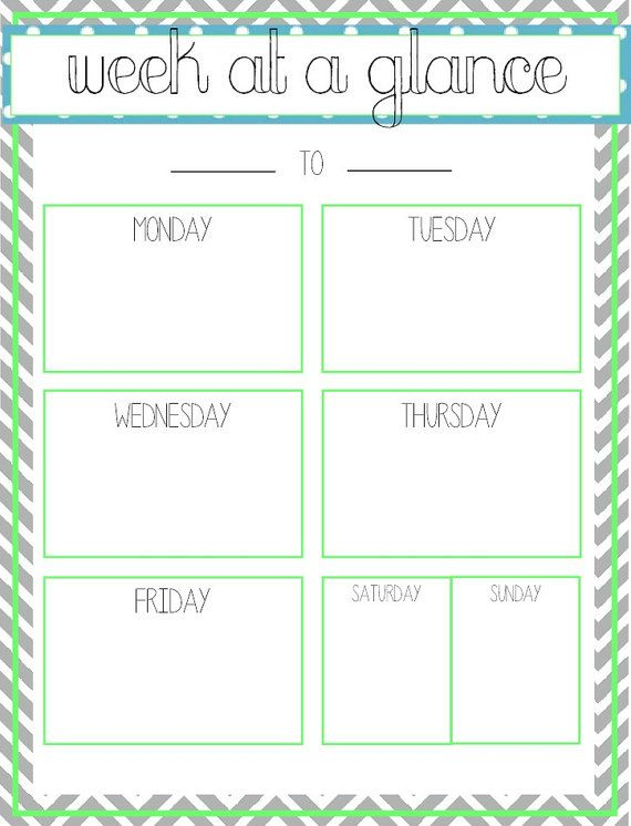 Week At A Glance Template