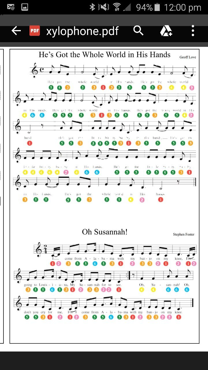 Free Printable Xylophone Sheet Music