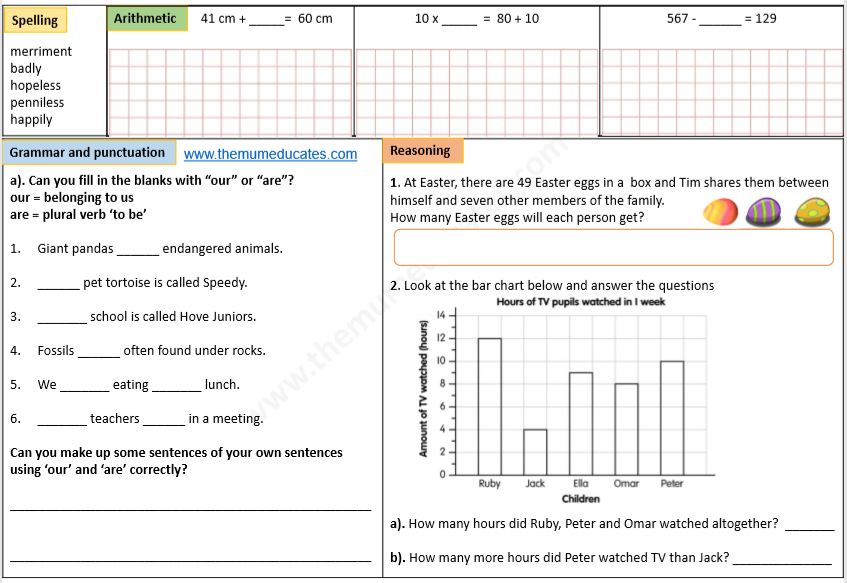 Year 3 Free Printable Maths Worksheets